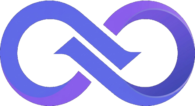 Reach application logo, a stylized 3D infinity loop with a blue and purple gradient